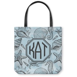Sea-blue Seashells Canvas Tote Bag - Large - 18"x18" (Personalized)
