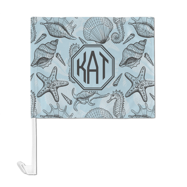 Sea-blue Seashells Car Flag - Large - FRONT