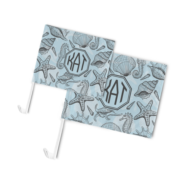 Sea-blue Seashells Car Flags - PARENT MAIN (both sizes)