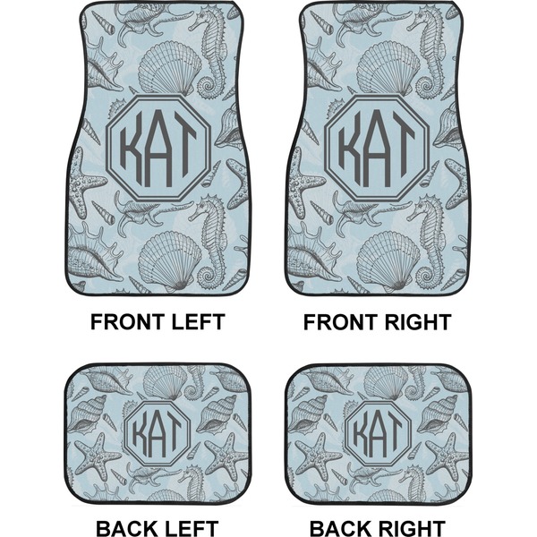 Sea-blue Seashells Car Floor Mats Set (2F + 2B)