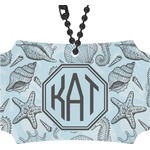 Sea-blue Seashells Rear View Mirror Ornament (Personalized)