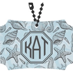 Sea-blue Seashells Rear View Mirror Ornament (Personalized)