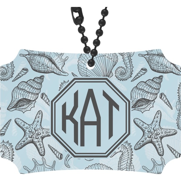 Custom Sea-blue Seashells Rear View Mirror Ornament (Personalized)