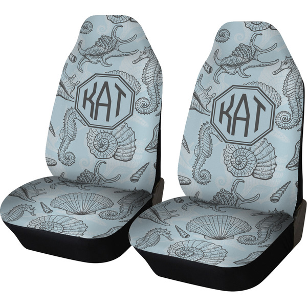 Custom Sea-blue Seashells Car Seat Covers (Set of Two) (Personalized)