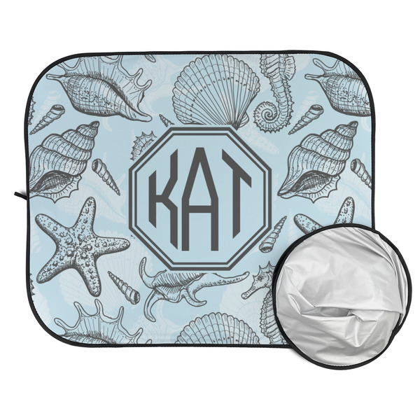 Sea-blue Seashells Car Sun Shades - FOLDED & UNFOLDED