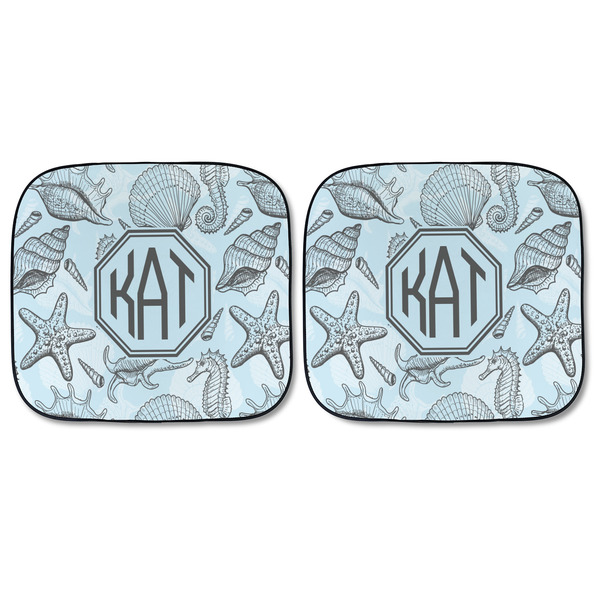Sea-blue Seashells Car Sun Shades - FRONT
