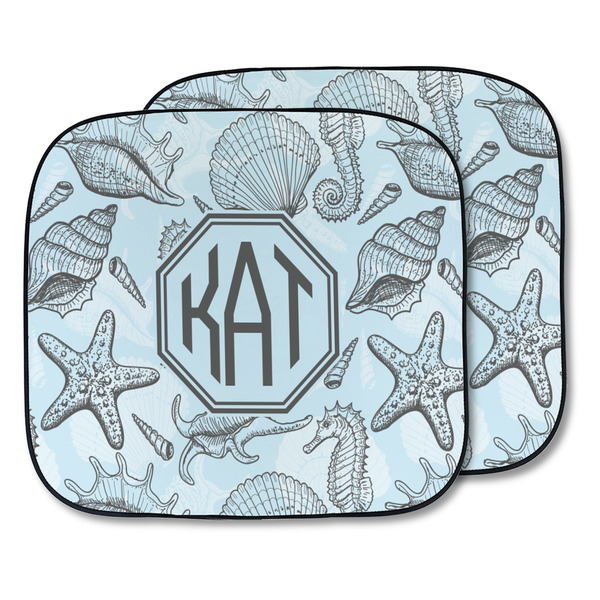 Custom Sea-blue Seashells Car Sun Shade - Two Piece (Personalized)
