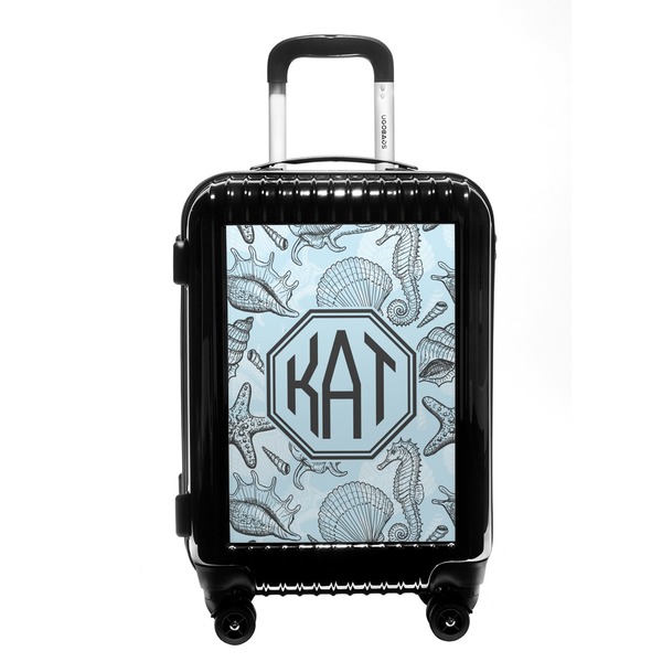 Custom Sea-blue Seashells Carry On Hard Shell Suitcase (Personalized)