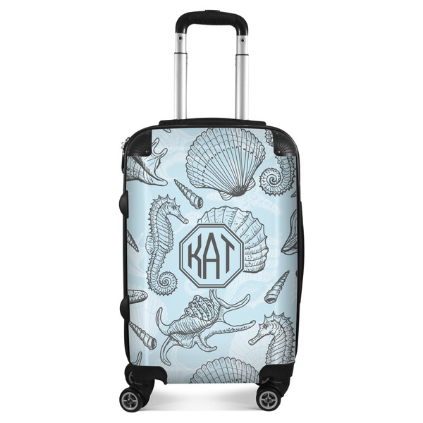 Custom Sea-blue Seashells Suitcase - 20" Carry On (Personalized)