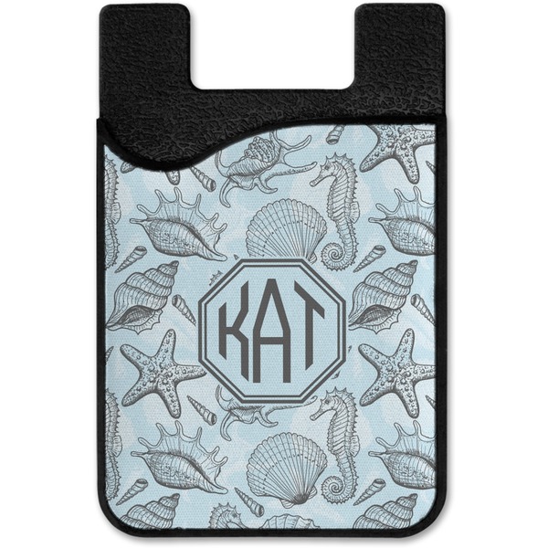 Sea-blue Seashells Cell Phone Credit Card Holder