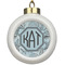 Sea-blue Seashells Ceramic Ball Ornament (Personalized)