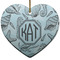 Sea-blue Seashells Ceramic Flat Ornament - Heart (Front)