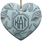 Sea-blue Seashells Heart Ceramic Ornament w/ Monogram
