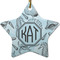 Sea-blue Seashells Star Ceramic Ornament w/ Monogram