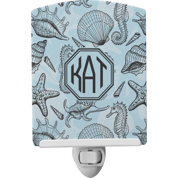 Custom Sea-blue Seashells Ceramic Night Light (Personalized)