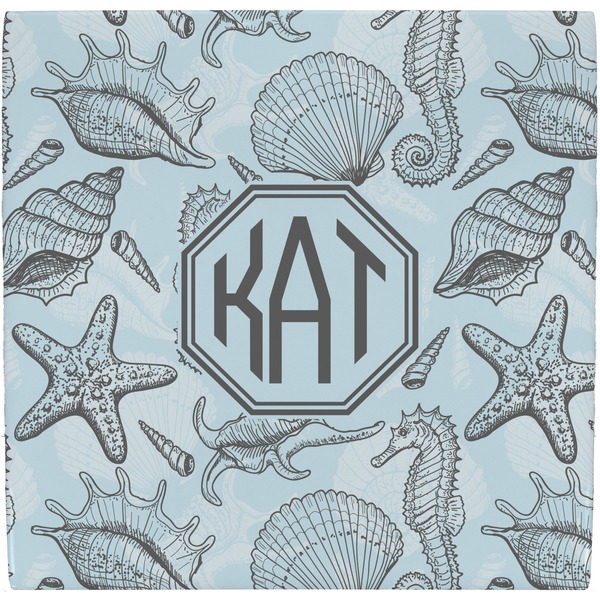 Custom Sea-blue Seashells Ceramic Tile Hot Pad (Personalized)