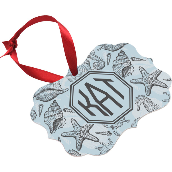 Sea-blue Seashells Christmas Ornament