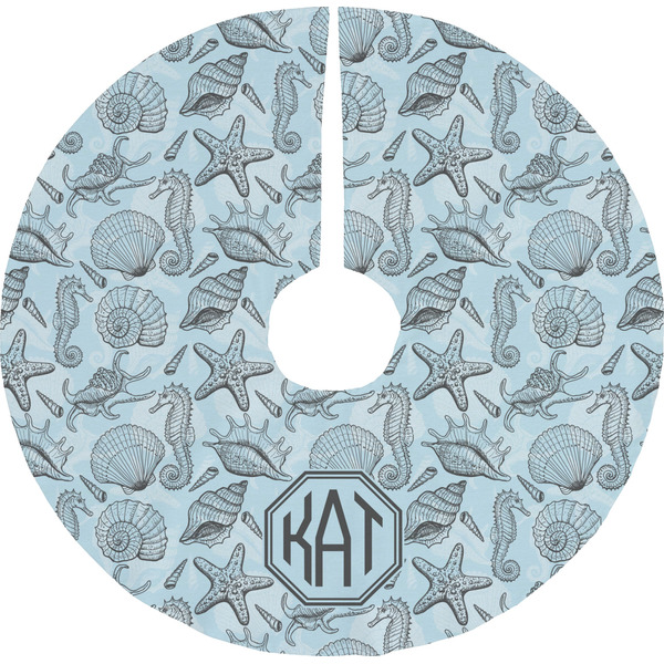 Custom Sea-blue Seashells Tree Skirt (Personalized)