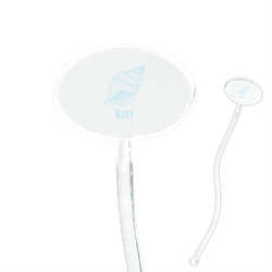 Sea-blue Seashells 7" Oval Plastic Stir Sticks - Clear (Personalized)