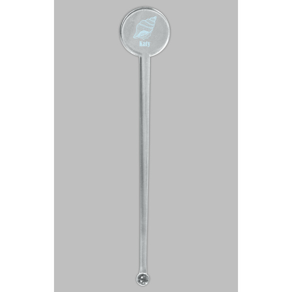 Sea-blue Seashells Clear Plastic 7" Stir Stick - Round - Single Stick