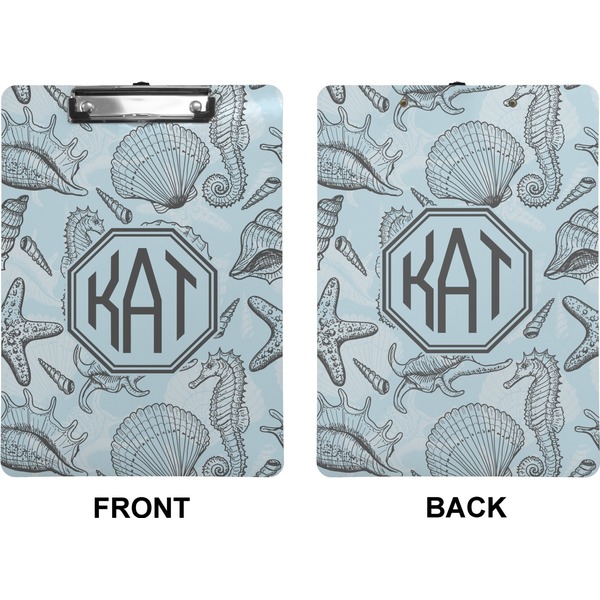 Sea-blue Seashells Clipboard (Letter) (Front + Back)