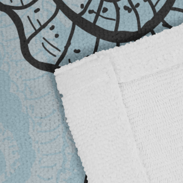 Sea-blue Seashells Close up of Fabric