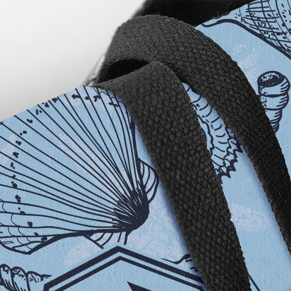 Sea-blue Seashells Closeup of Tote w/Black Handles