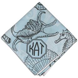 Sea-blue Seashells Cloth Dinner Napkin - Single w/ Monogram