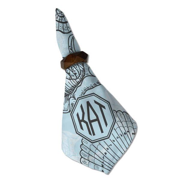 Sea-blue Seashells Cloth Napkins - Personalized Dinner (Folded in Ring) (MAIN)