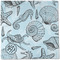 Sea-blue Seashells Cloth Napkins - Personalized Dinner (Full Open)