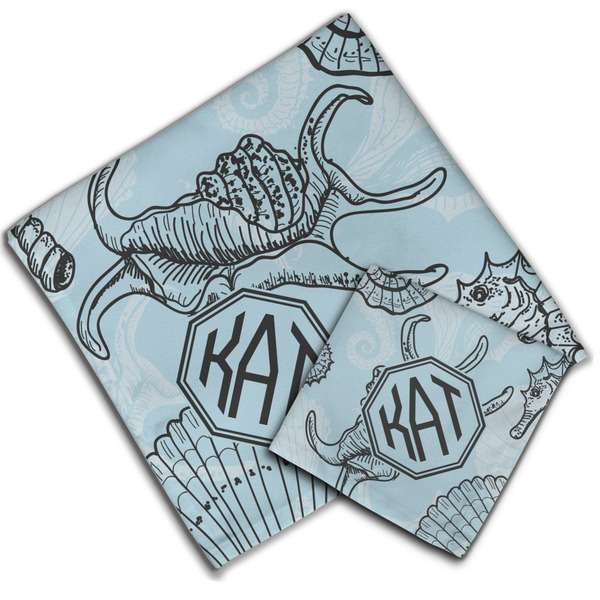 Sea-blue Seashells Cloth Napkins - Personalized Lunch & Dinner (PARENT MAIN)