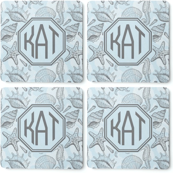 Sea-blue Seashells Coaster Rubber Back - Apvl