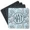 Sea-blue Seashells Square Rubber Backed Coasters - Set of 4 (Personalized)