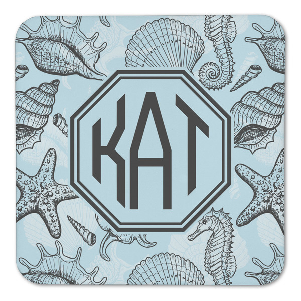 Sea-blue Seashells Coaster Set - FRONT (one)