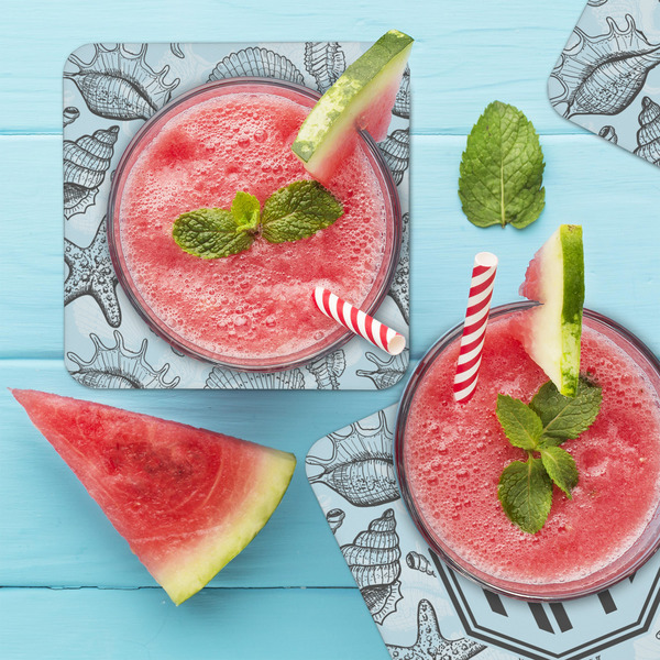 Sea-blue Seashells Coaster Set - LIFESTYLE