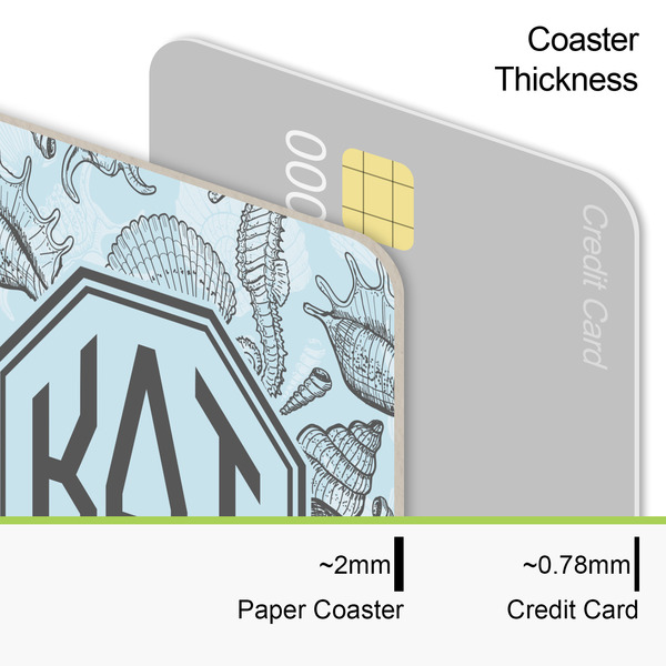 Sea-blue Seashells Coaster Thickness