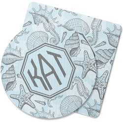 Sea-blue Seashells Rubber Backed Coaster (Personalized)
