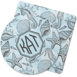 Sea-blue Seashells Rubber Backed Coaster (Personalized)
