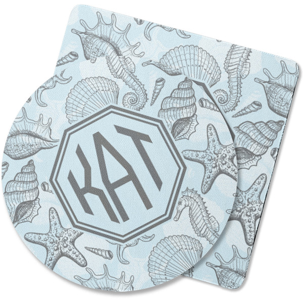 Custom Sea-blue Seashells Rubber Backed Coaster (Personalized)
