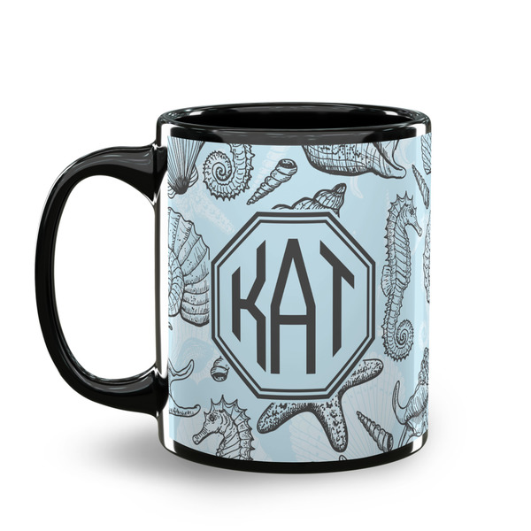 Sea-blue Seashells Coffee Mug - 11 oz - Black