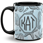Sea-blue Seashells 11 Oz Coffee Mug - Black (Personalized)