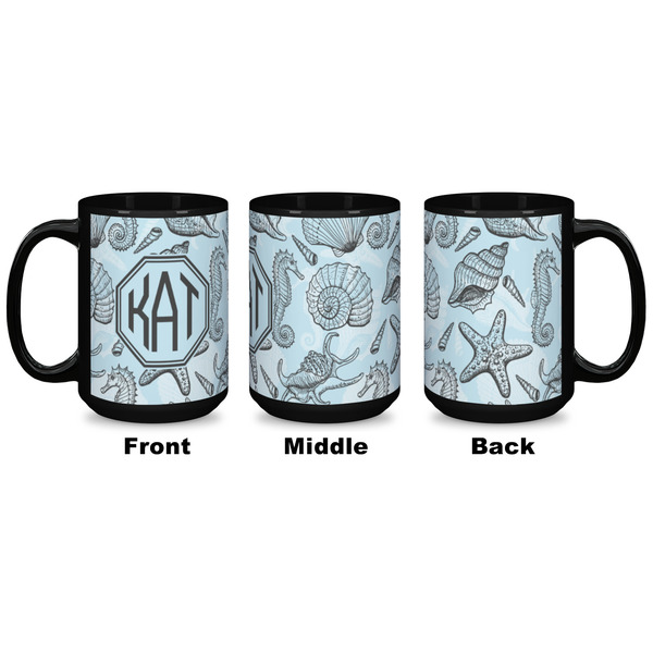 Sea-blue Seashells Coffee Mug - 15 oz - Black APPROVAL