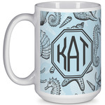 Sea-blue Seashells 15 Oz Coffee Mug - White (Personalized)