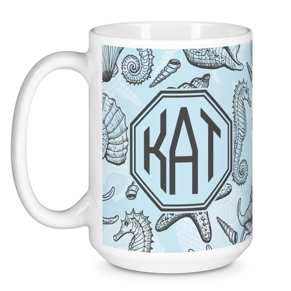 Sea-blue Seashells Coffee Mug - 15 oz - White