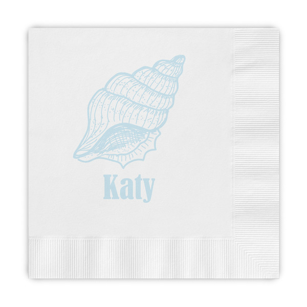 Custom Sea-blue Seashells Embossed Decorative Napkins (Personalized)