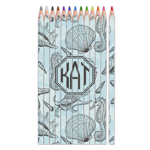Custom Sea-blue Seashells Colored Pencils (Personalized)