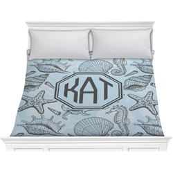 Sea-blue Seashells Comforter - King (Personalized)