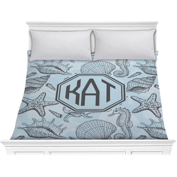 Custom Sea-blue Seashells Comforter - King (Personalized)