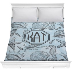 Sea-blue Seashells Comforter - Full / Queen (Personalized)