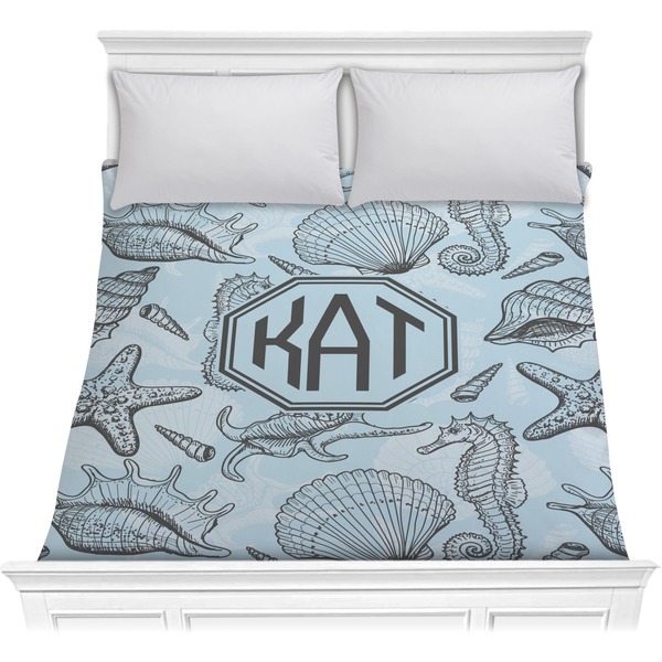 Custom Sea-blue Seashells Comforter - Full / Queen (Personalized)